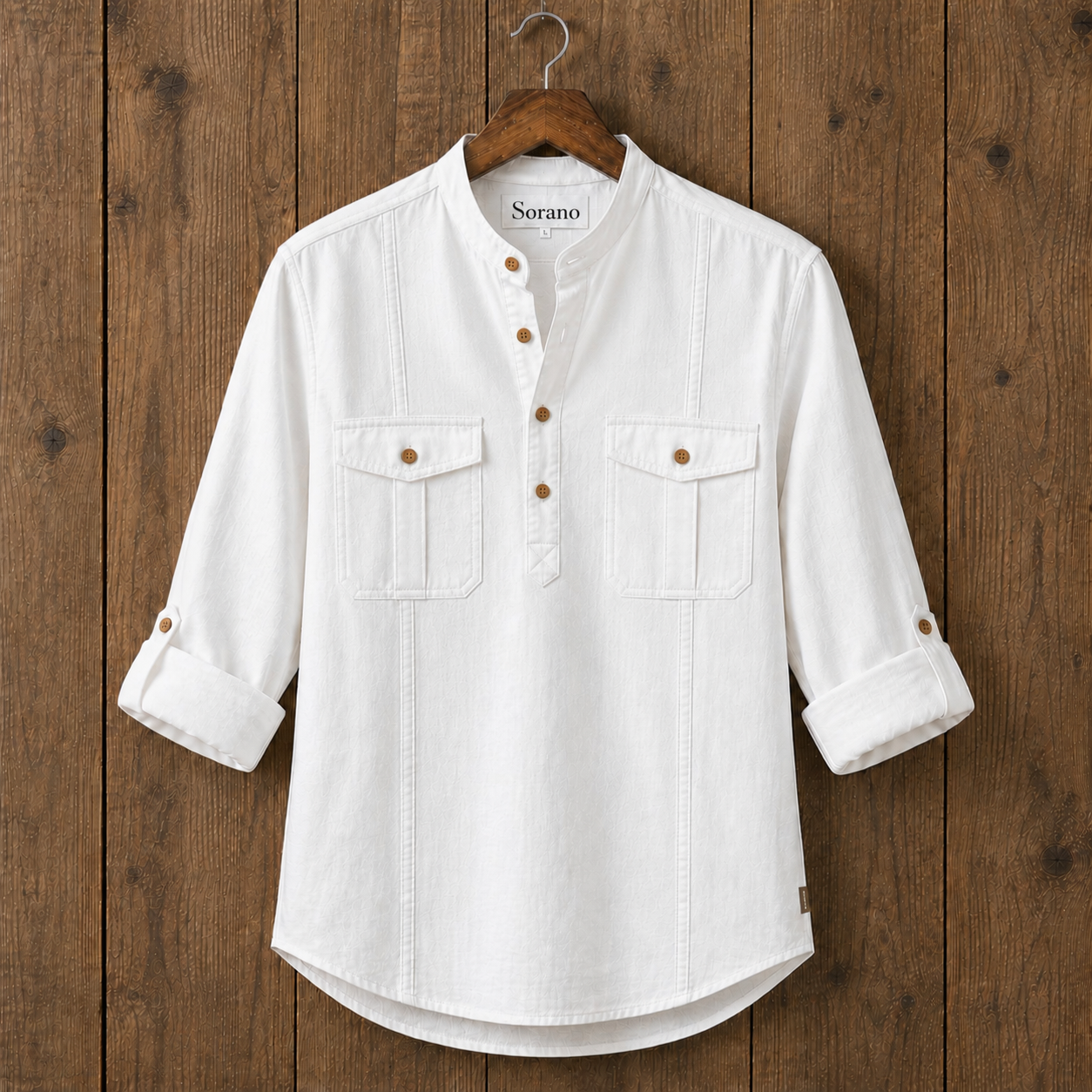 Mens Short Cotton Full Sleeve Kurta TTMSK119 - White