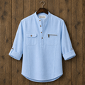 Mens Short Cotton Full Sleeve Shirt TTMSK123 - Light Blue
