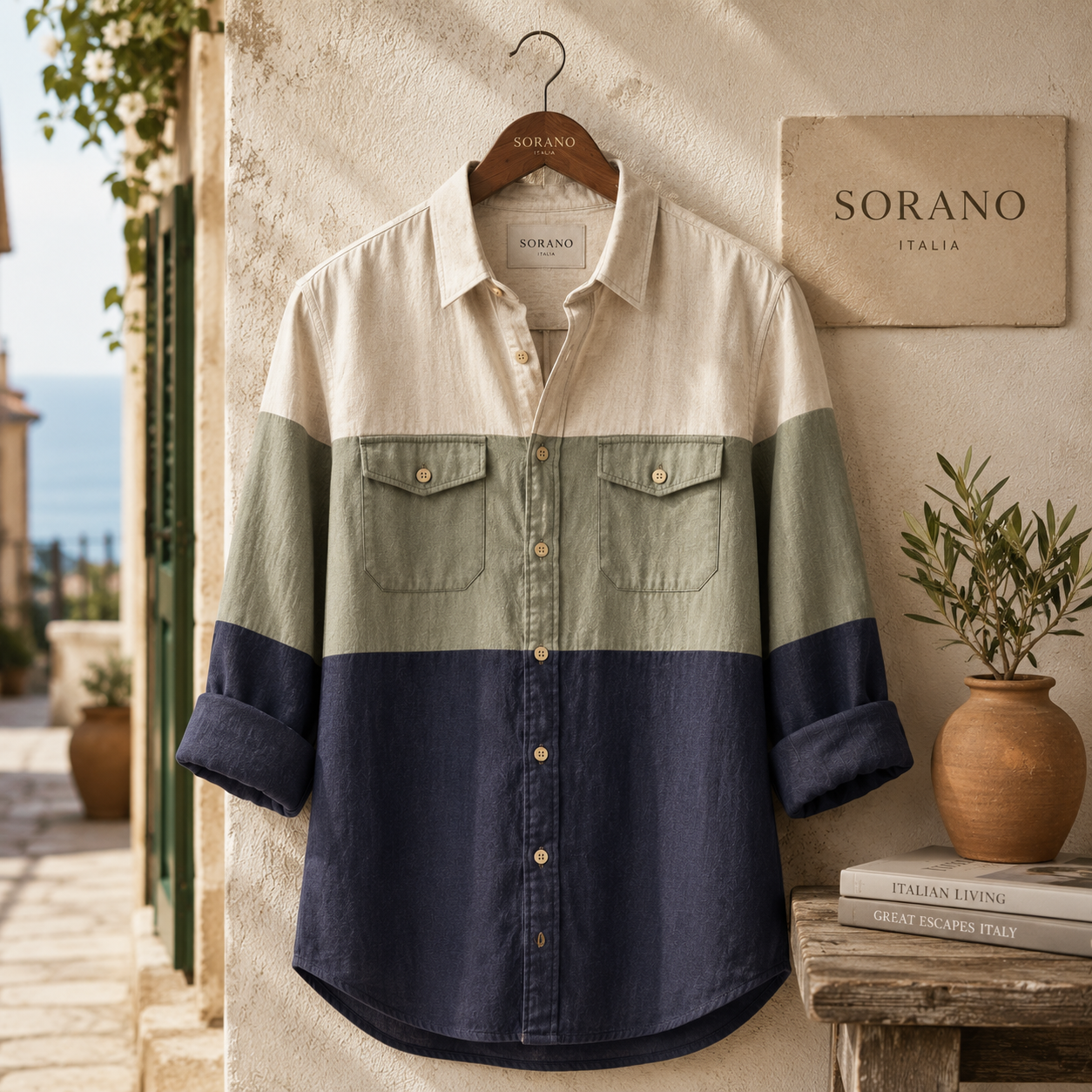 Milan Mens Button Up Panel Italian Cotton Rich Shirt SORMS3