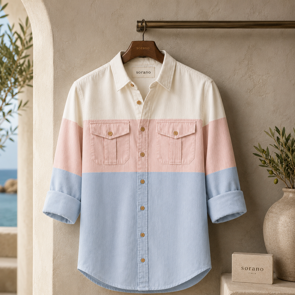 Milan Mens Button Up Panel Italian Cotton Rich Shirt SORMS2