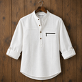 Mens Short Cotton Full Sleeve Shirt TTMSK133 - White