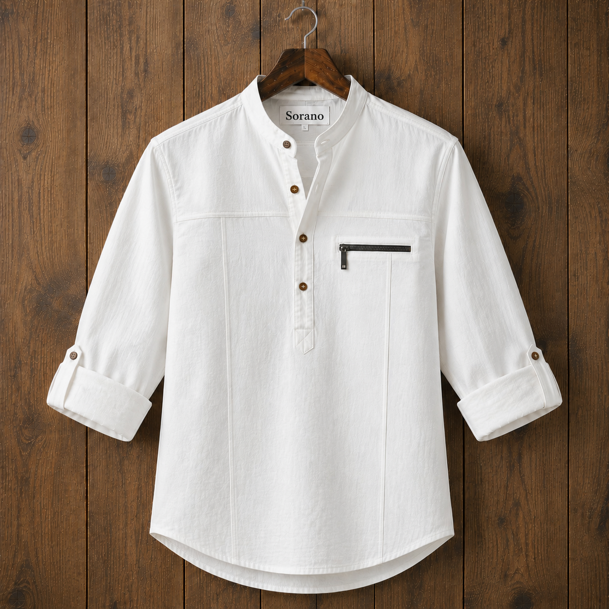 Mens Short Cotton Full Sleeve Shirt TTMSK133 - White