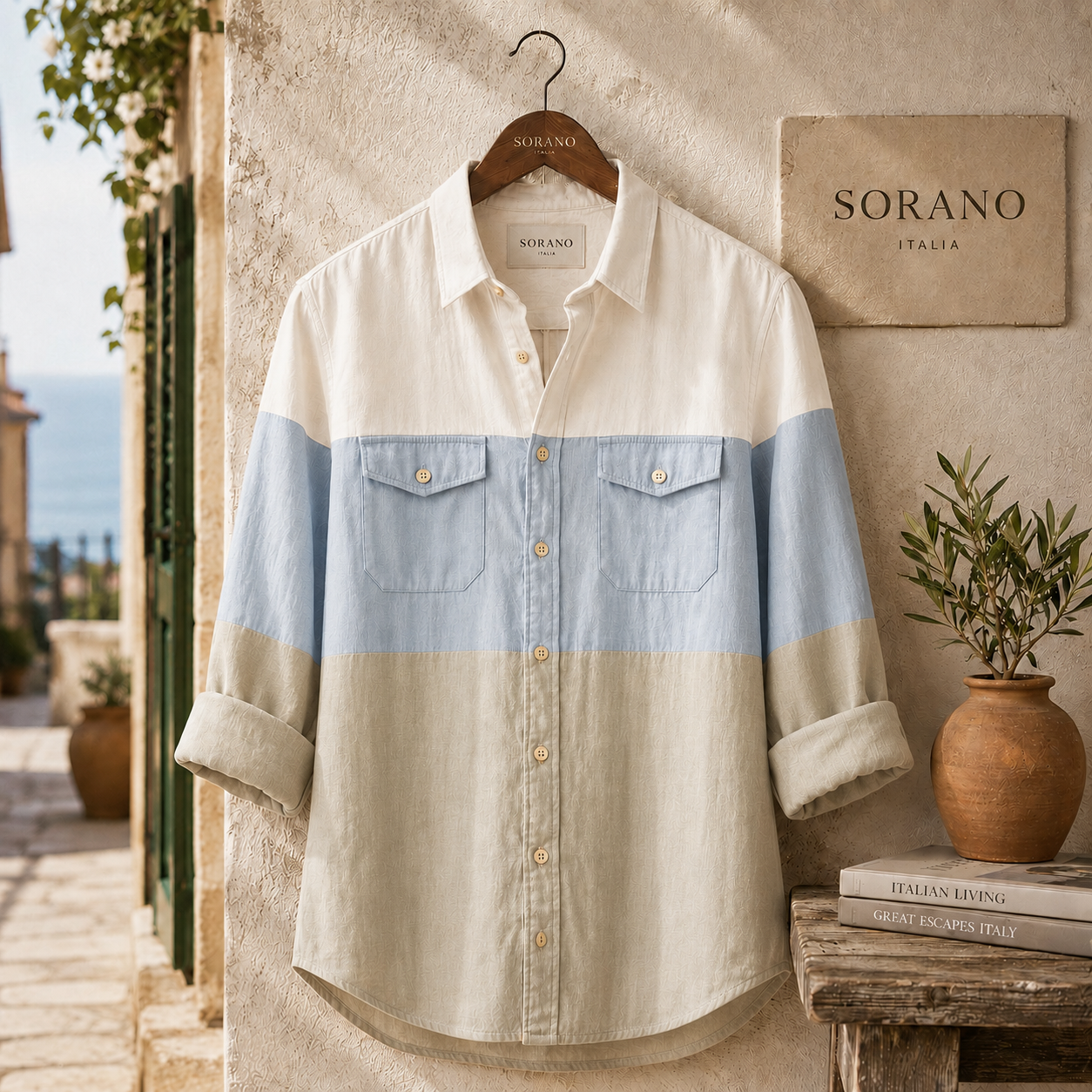 Milan Mens Button Up Panel Italian Cotton Rich Shirt SORMS4