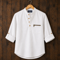 Mens Short Cotton Full Sleeve Kurta TTMSK176 - White