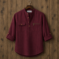 Mens Short Cotton Full Sleeve Kurta TTMSK121 - Maroon