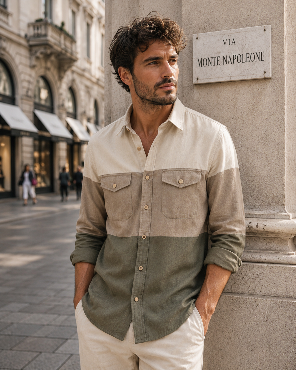 Milan Mens Button Up Panel Italian Cotton Rich Shirt SORMS1