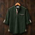 Mens Short Cotton Full Sleeve Shirt TTMSK145 - Green
