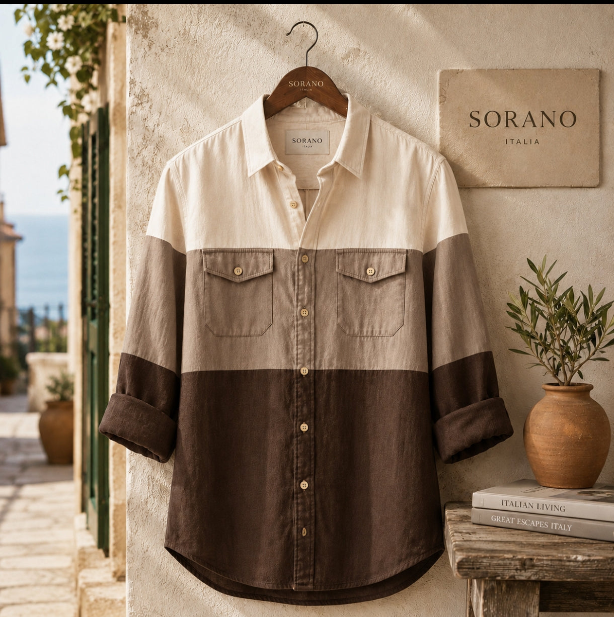 Milan Mens Button Up Panel Italian Cotton Rich Shirt SORMS6