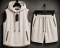 Mens Sleeveless Hooded T-Shirt and Shorts Set - FAMTSS1