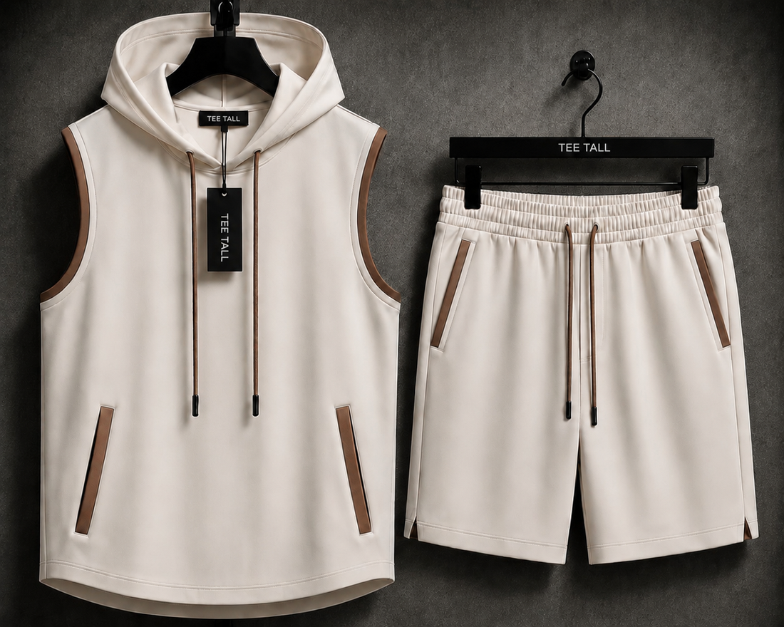 Mens Sleeveless Hooded T-Shirt and Shorts Set - FAMTSS1