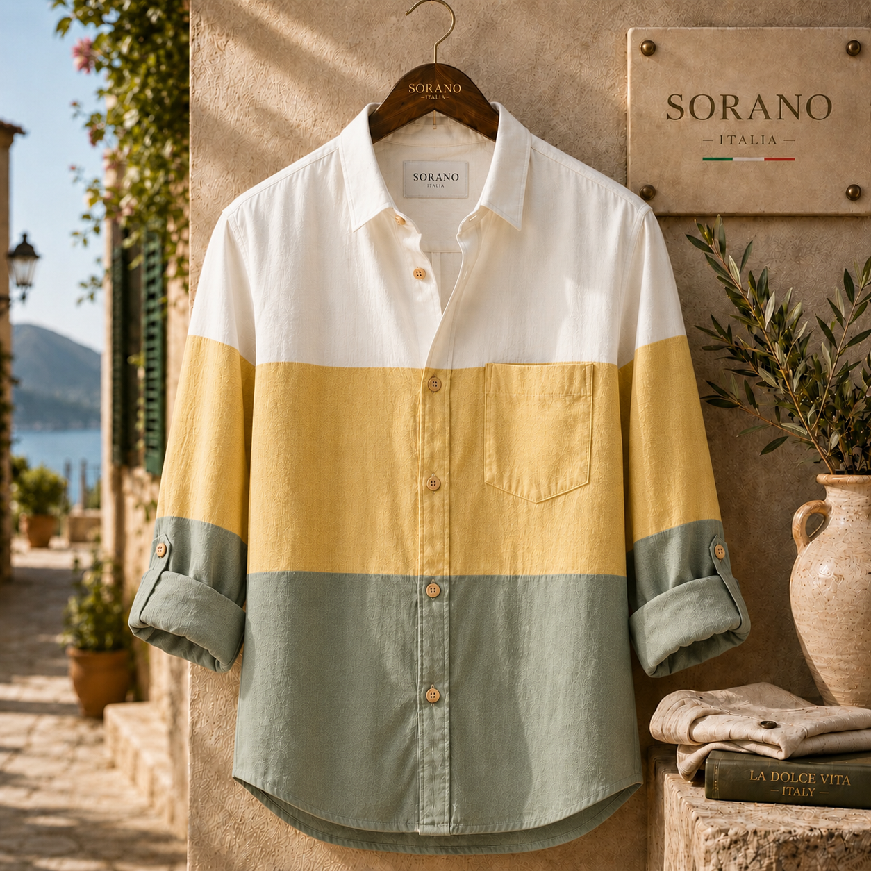 Milan Mens Button Up Panel Italian Cotton Rich Shirt SORMS11