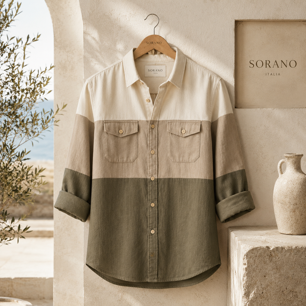 Milan Mens Button Up Panel Italian Cotton Rich Shirt SORMS1