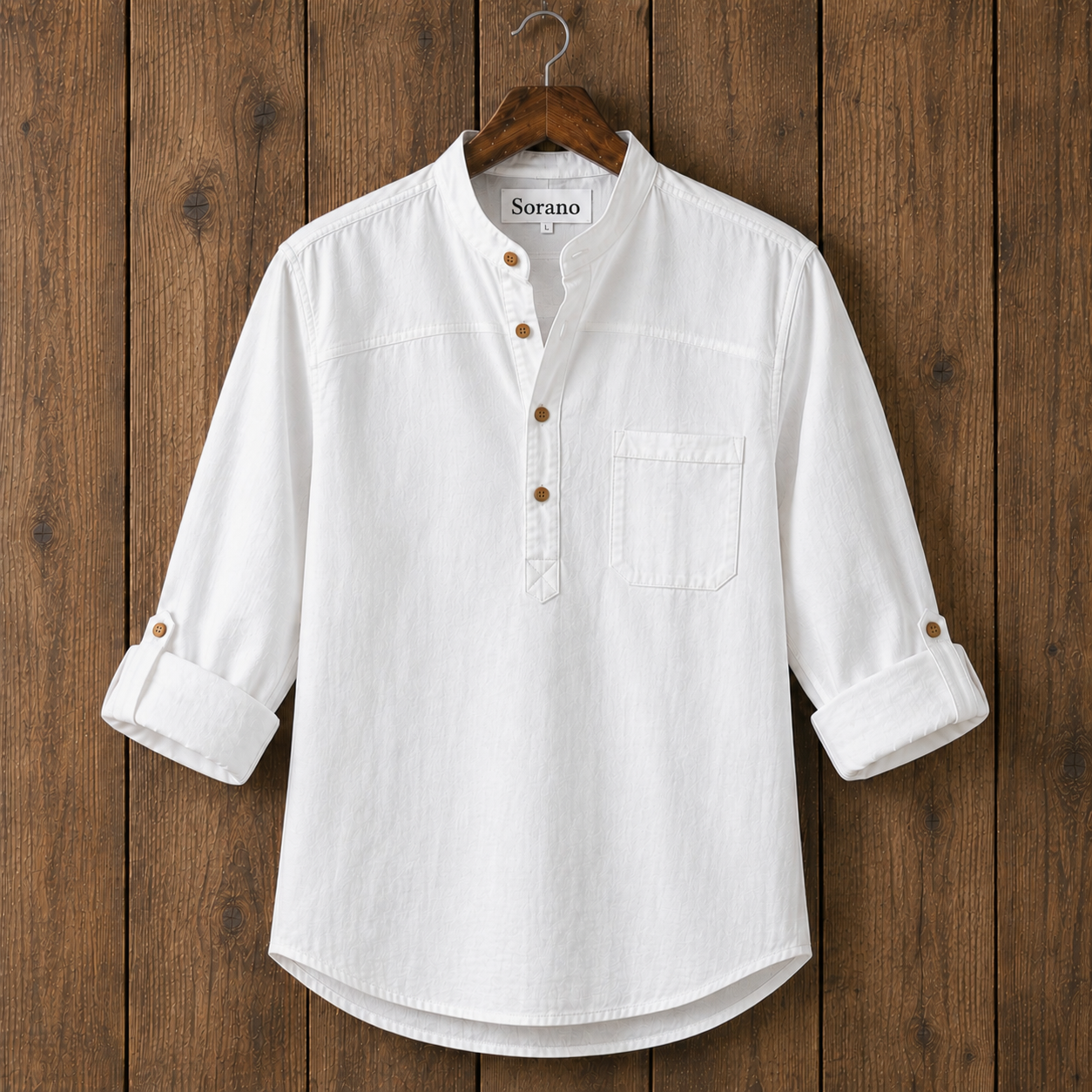 Mens Short Cotton Full Sleeve Shirt TTMSK124 - White