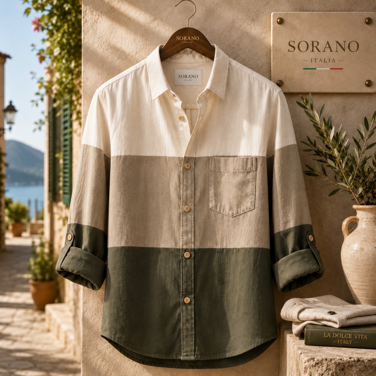 Palermo Mens Button Up Panel Italian Cotton Rich Shirt SORMS7