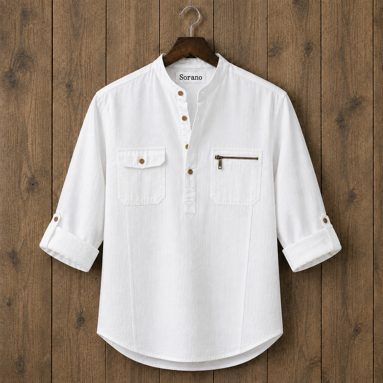 Mens Short Cotton Full Sleeve Shirt TTMSK120 - White