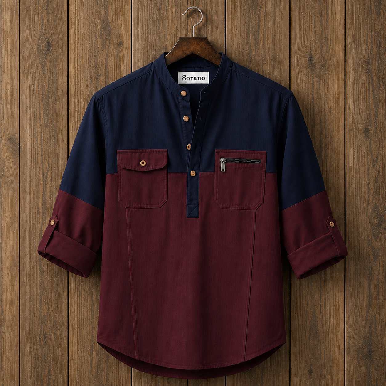 Mens Short Cotton Full Sleeve Shirt TTMSK138 - Multi