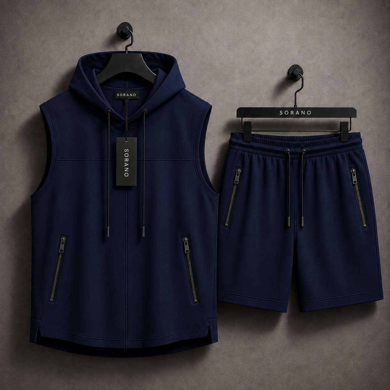 Mens Sleeveless Hooded T-Shirt and Shorts Set - FAMTSS3