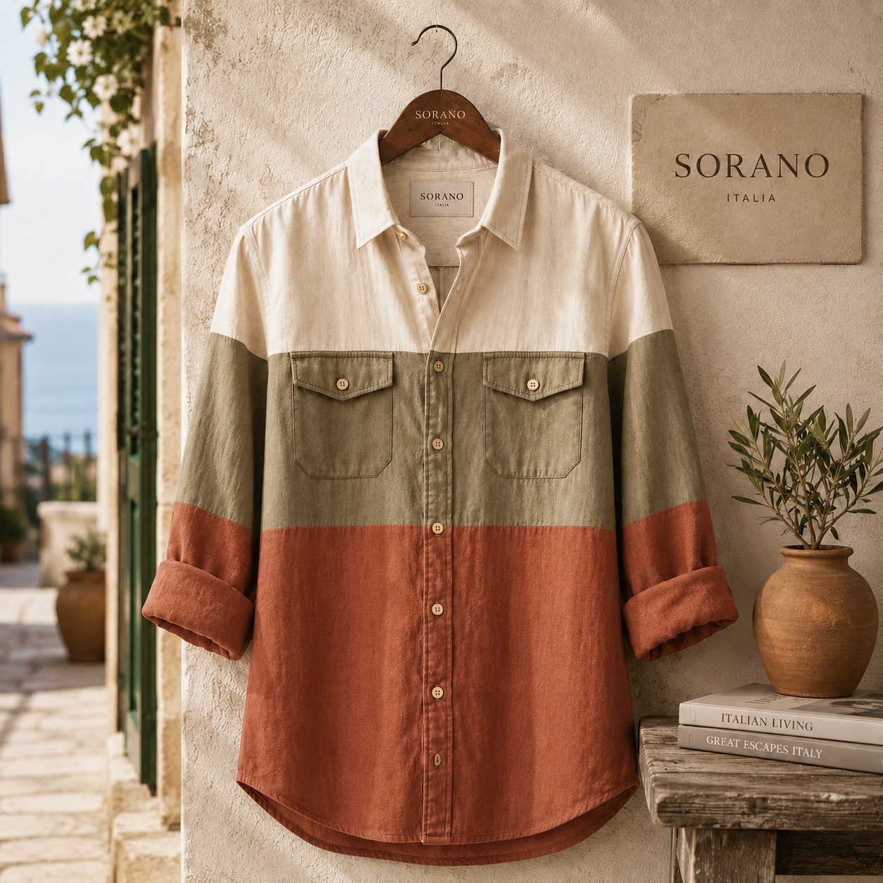Milan Mens Button Up Panel Italian Cotton Rich Shirt SORMS5