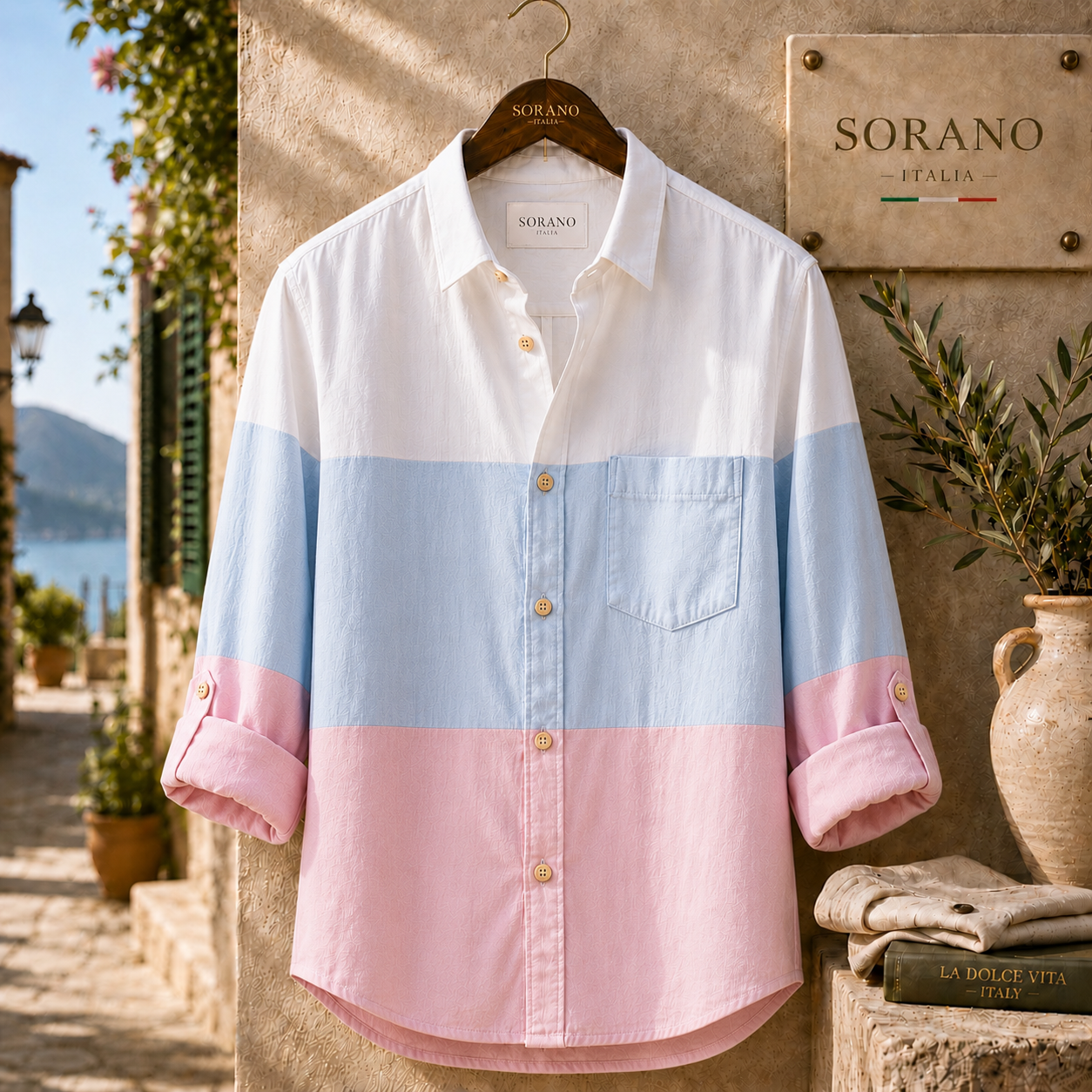 Milan Mens Button Up Panel Italian Cotton Rich Shirt SORMS12